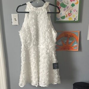 Lulu's White Rosette Halter Wedding Dress